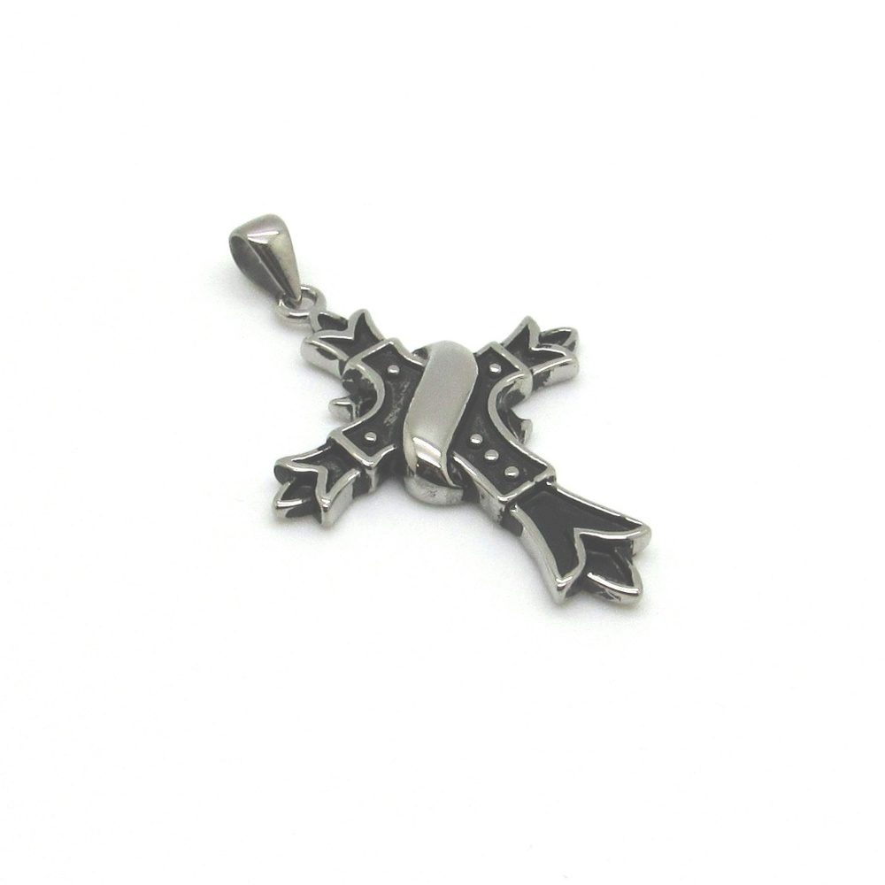 Stainless Steel Cross Biker Pendant